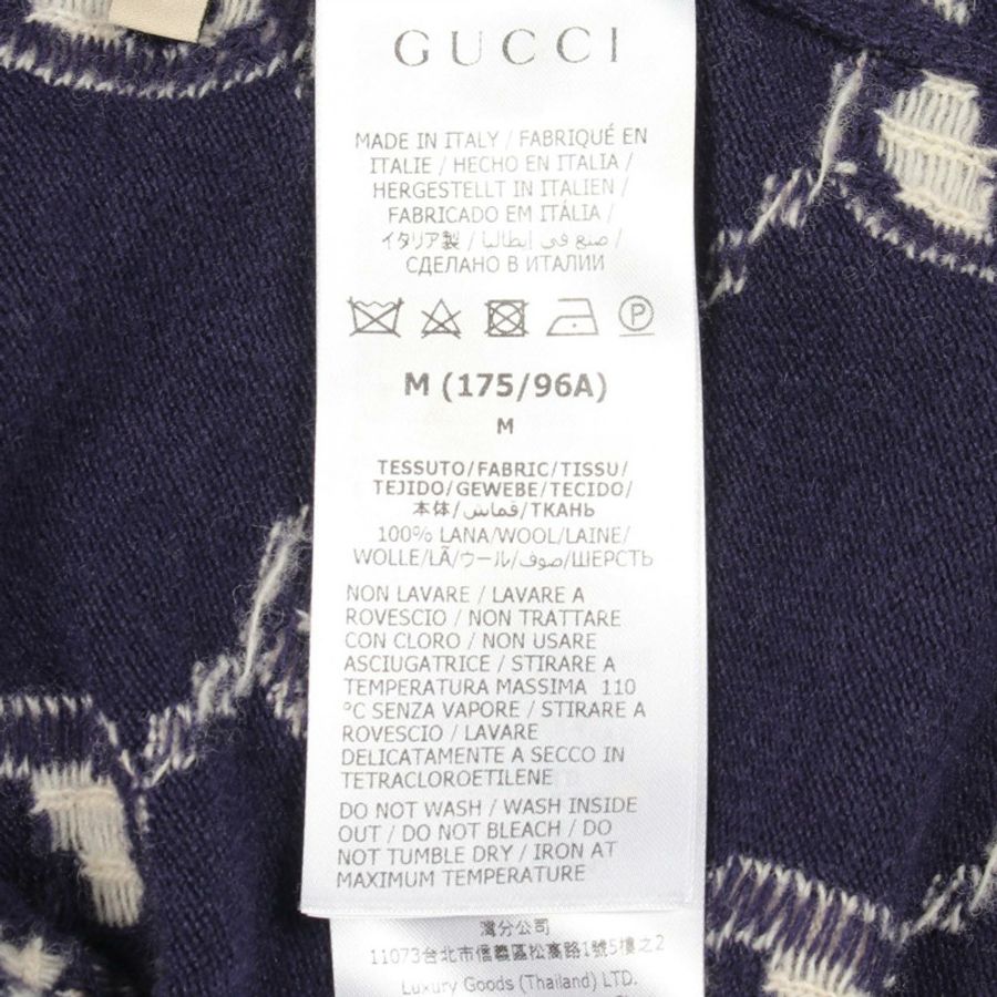 GUCCI GG 羊毛提花圓領針織衫 692900 羊毛 海軍藍 二手 M 碼-3