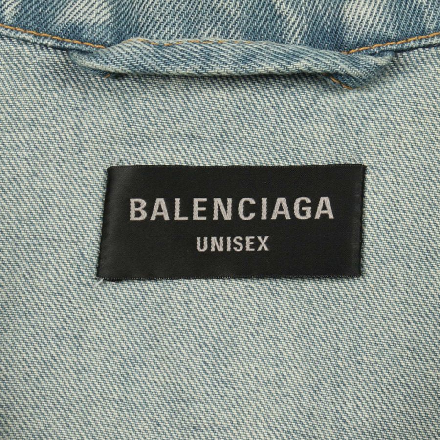 BALENCIAGA 鏡面標誌,做舊效果。牛仔外套 725034 棉質 藍色 二手 男女通用-2