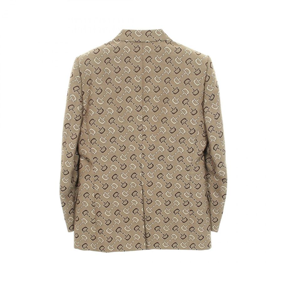 GUCCI 馬銜扣修身夾克 705284 羊毛棉混紡 米棕色 二手 男士 48 碼-1