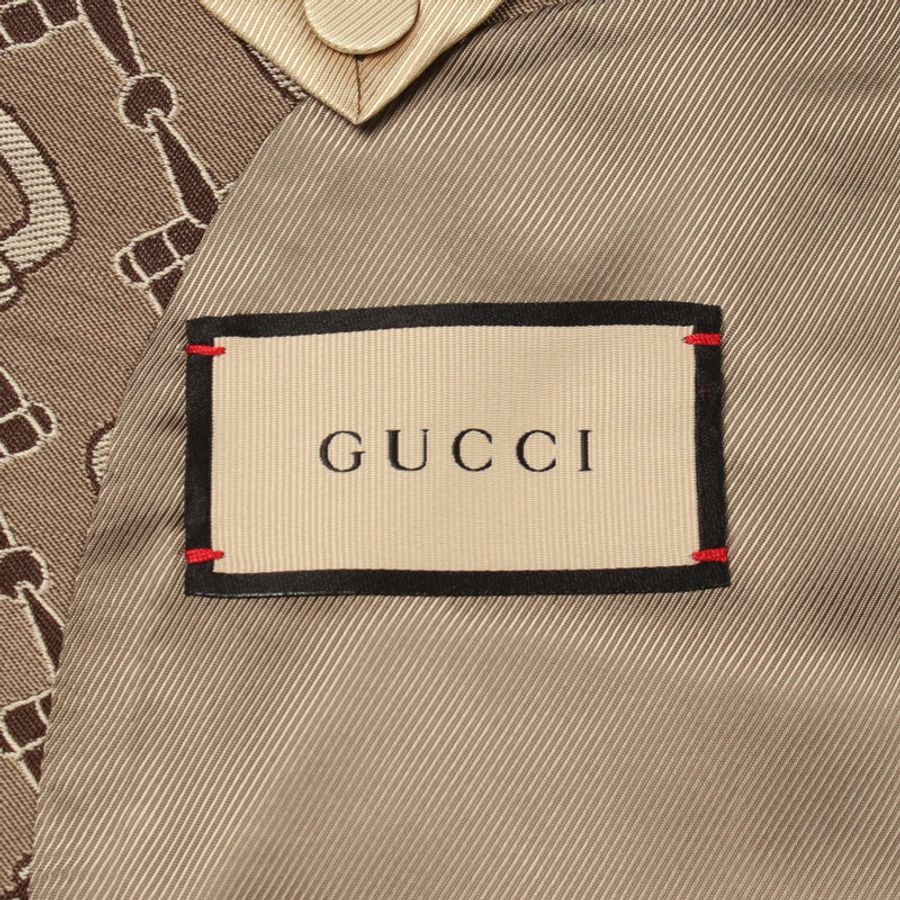 GUCCI 馬銜扣修身夾克 705284 羊毛棉混紡 米棕色 二手 男士 48 碼-2