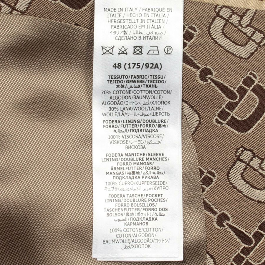 GUCCI 馬銜扣修身夾克 705284 羊毛棉混紡 米棕色 二手 男士 48 碼-4