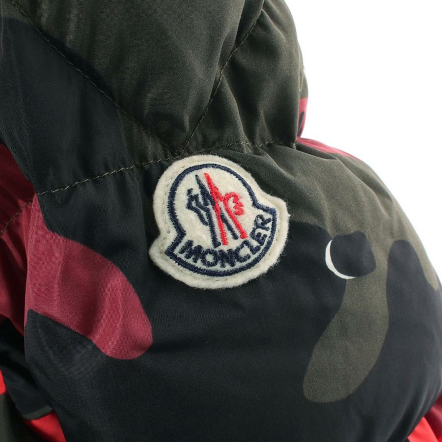 MONCLER EYMERIC 連帽羽絨外套 E2091419928553991 尼龍 卡其色 紅色 #5 二手-5
