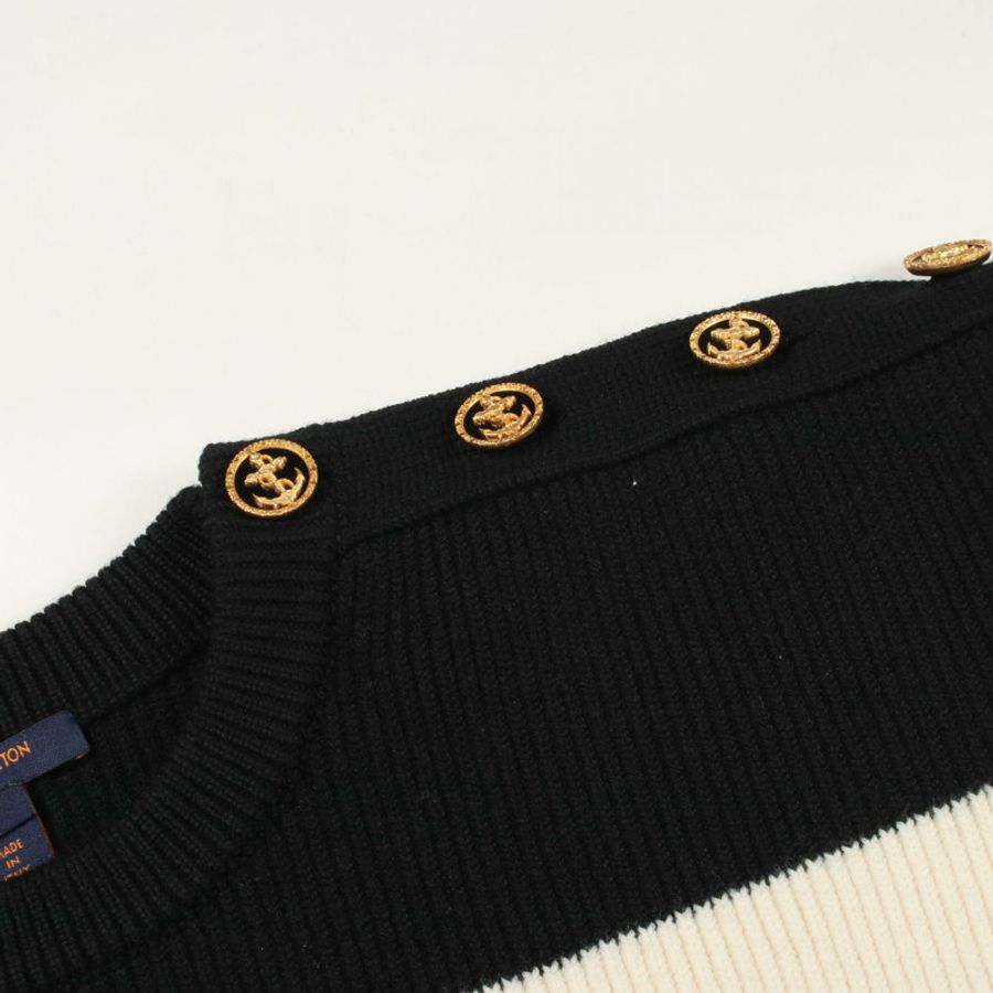 路易威登 (LOUIS VUITTON) 邊框針織毛衣 RM212W GB9 FLKL12 羊毛 黑白 二手 #S-4