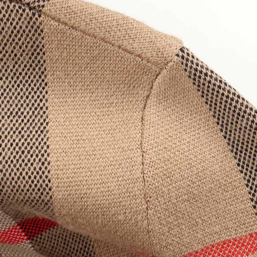 BURBERRY Novacheck 技術提花開襟衫,羊毛聚酯混紡,米色,二手女款-4