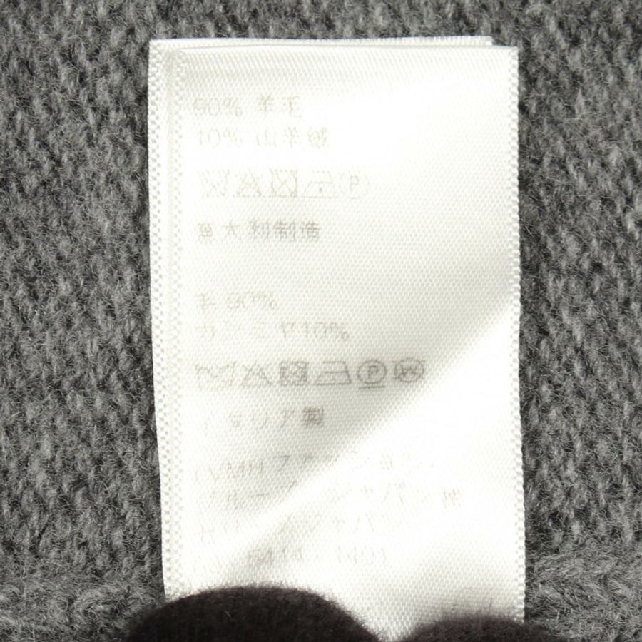 CELINE 女款 Logo 刺繡針織連帽衫 2A84Q227O 羊毛羊絨灰色 #L 二手-3