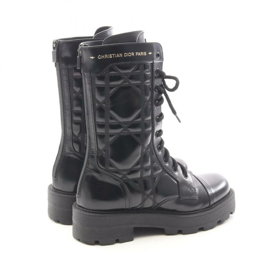 Christian Dior D-UNIT Cannage 黑色皮革靴 #38 二手女款-1
