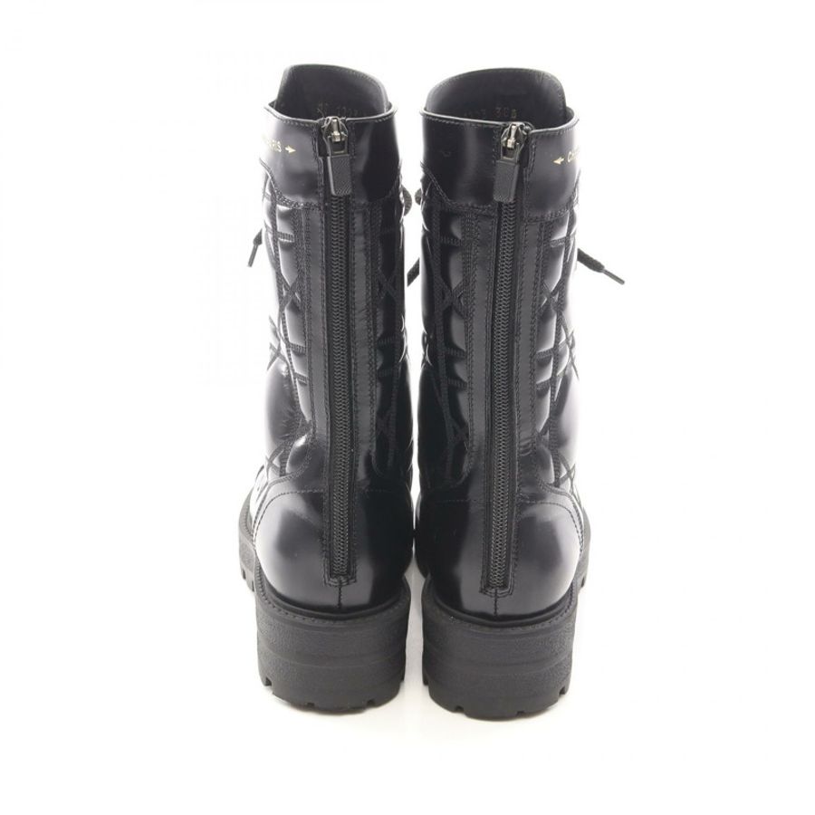 Christian Dior D-UNIT Cannage 黑色皮革靴 #38 二手女款-9