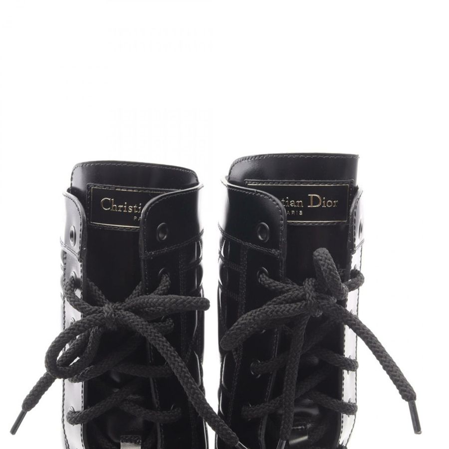 Christian Dior D-UNIT Cannage 黑色皮革靴 #38 二手女款-10