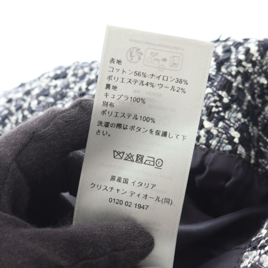 Dior Cannage羊毛混紡粗呢外套 其他外套 483C253C6118 棉質 海軍藍 二手 女款-3