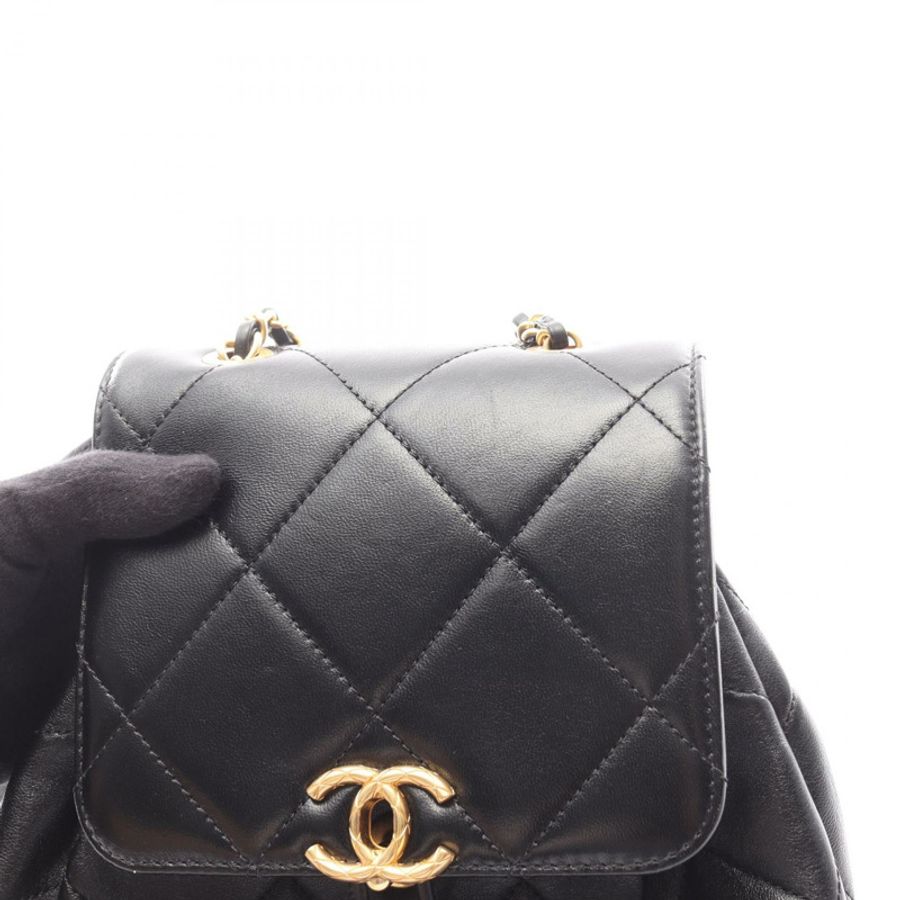 香奈兒 (CHANEL) CHANEL19 雙肩包/背包,羊皮材質,黑色,二手,女士,金色五金-9