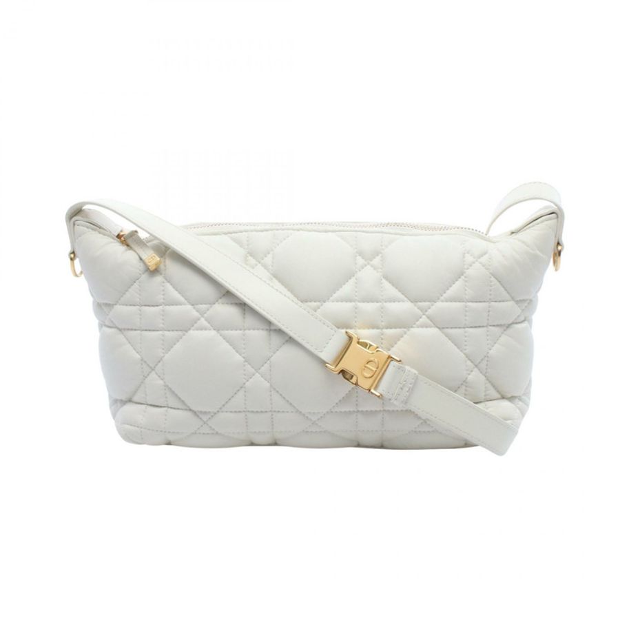 Dior DIORTRAVEL Nomad Pouch Cannage 肩背包 白色二手皮革斜背包-0