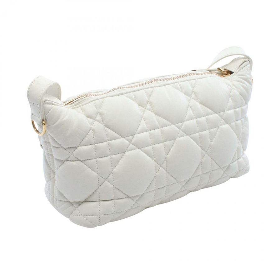 Dior DIORTRAVEL Nomad Pouch Cannage 肩背包 白色二手皮革斜背包-1