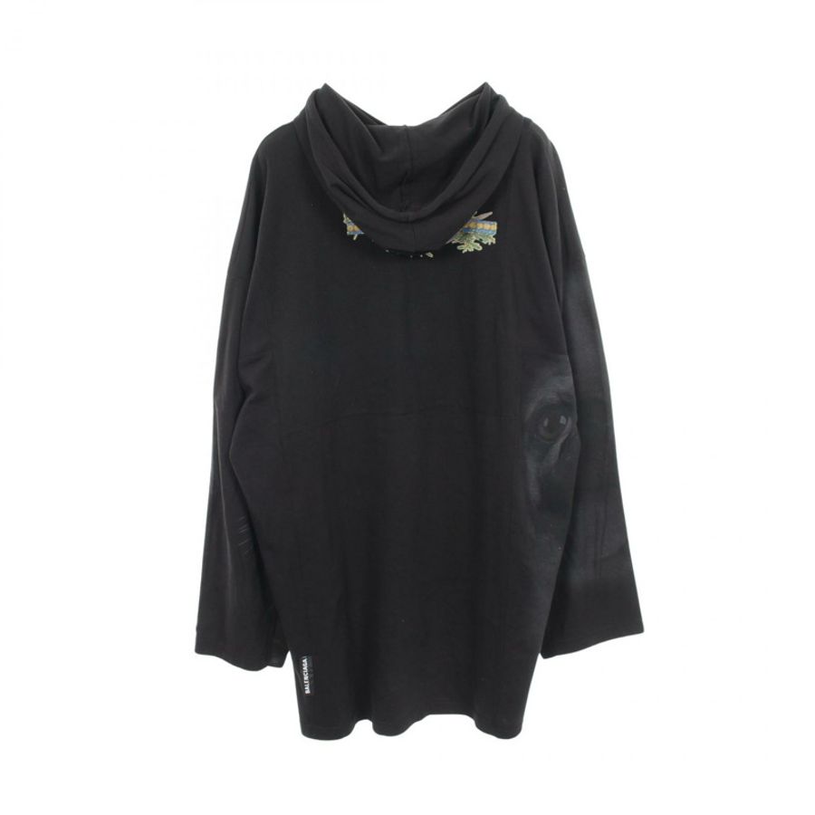 BALENCIAGA Docking 長版印花連帽衫 704026 純棉 黑色 多色 二手 男款-1