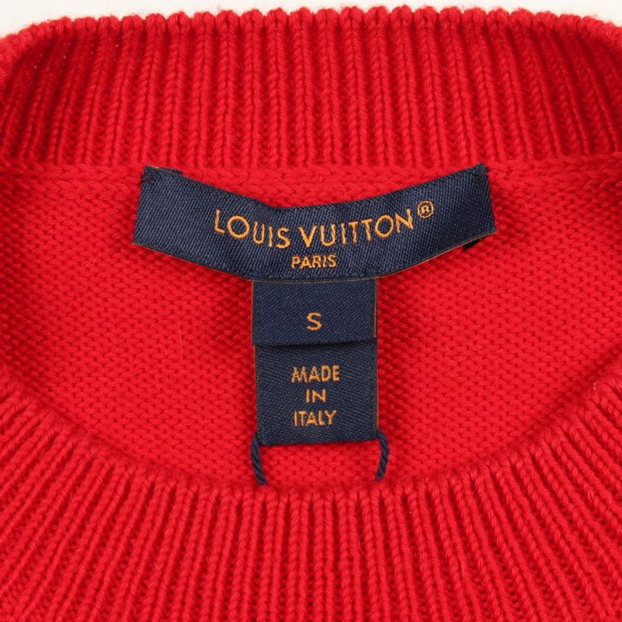 路易威登 (LOUIS VUITTON) 標誌圓領針織衫 RW232W 160 FPKL01 棉羊絨 紅色 #S-2