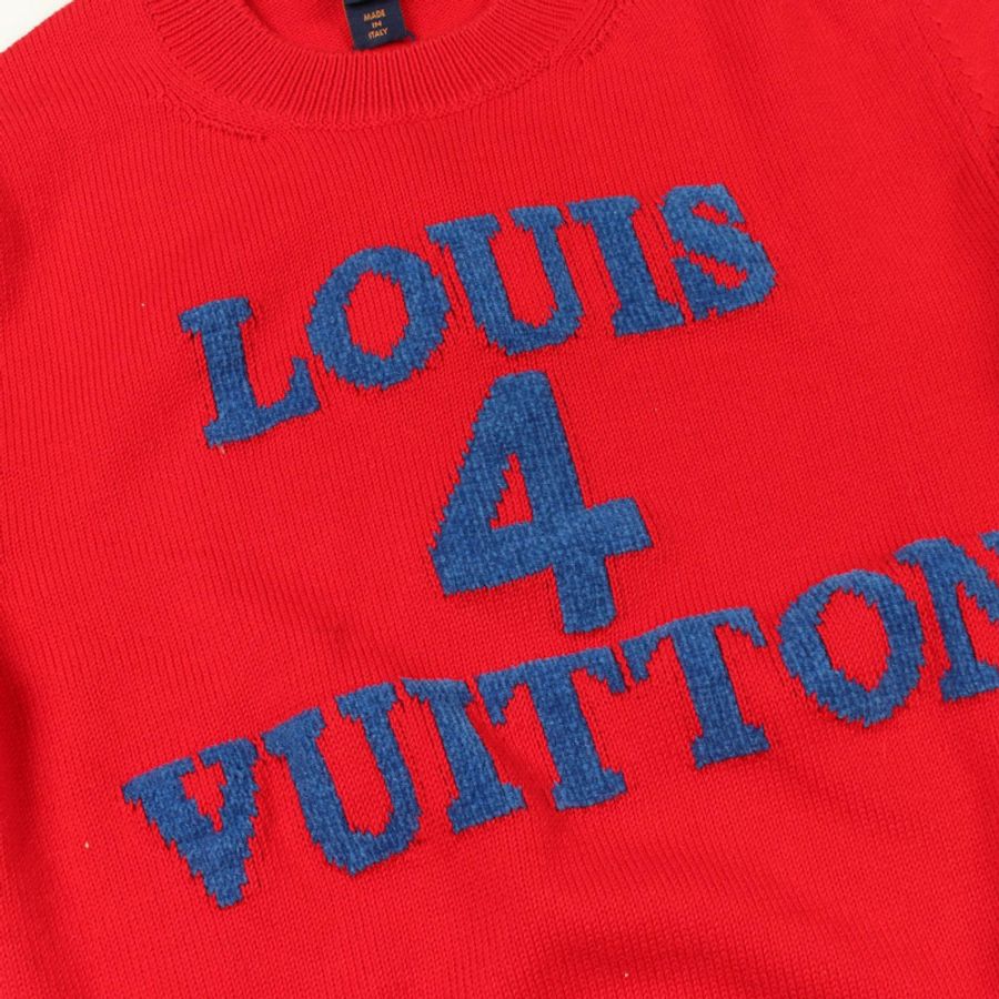路易威登 (LOUIS VUITTON) 標誌圓領針織衫 RW232W 160 FPKL01 棉羊絨 紅色 #S-4