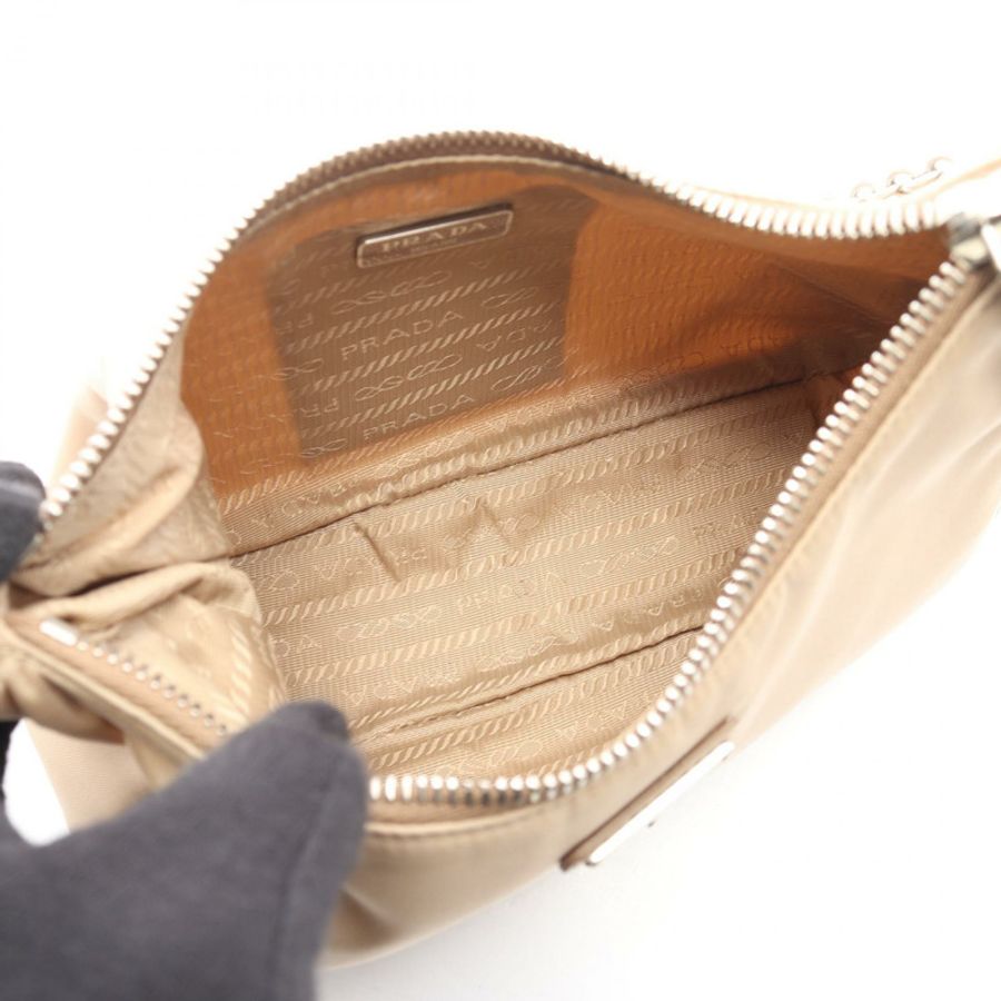PRADA 2005 復刻版肩包 1BH204 尼龍 Saffiano 皮革 米色 二手-2