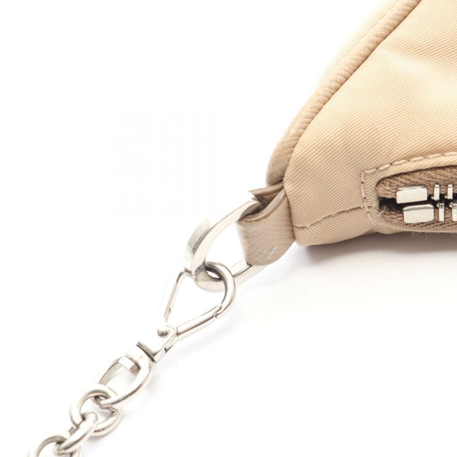 PRADA 2005 復刻版肩包 1BH204 尼龍 Saffiano 皮革 米色 二手-4