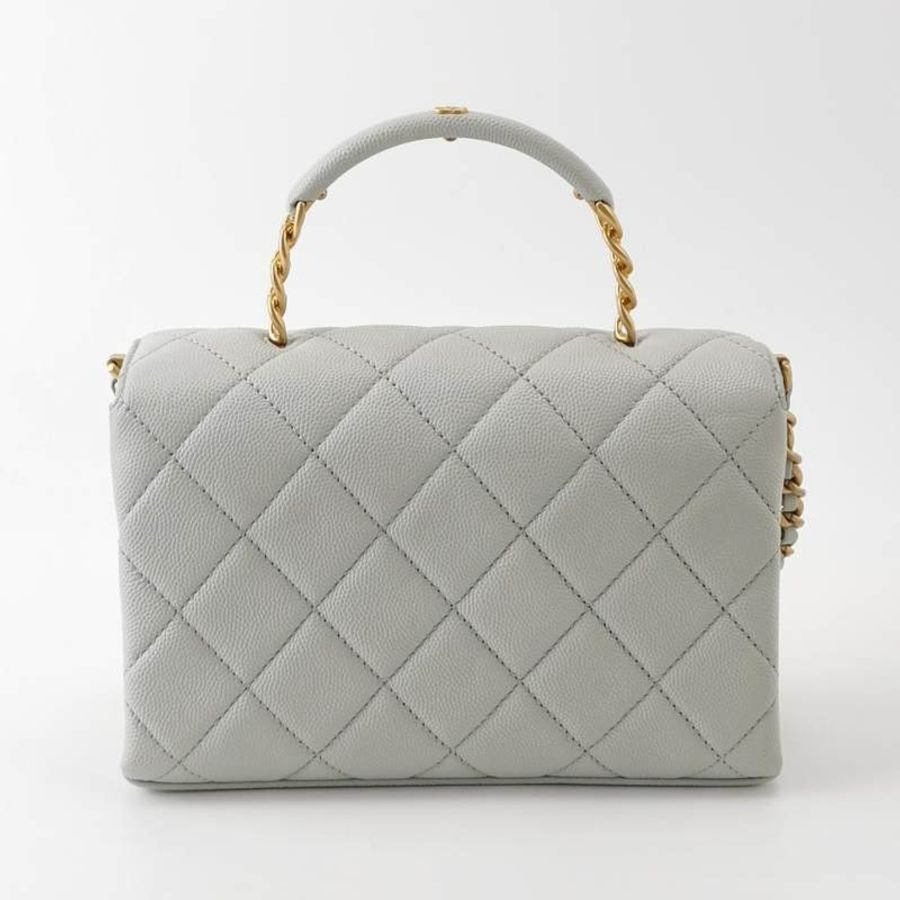 Chanel Carry Me牛皮純色菱格絎縫雙C扣斜背包單肩包-4