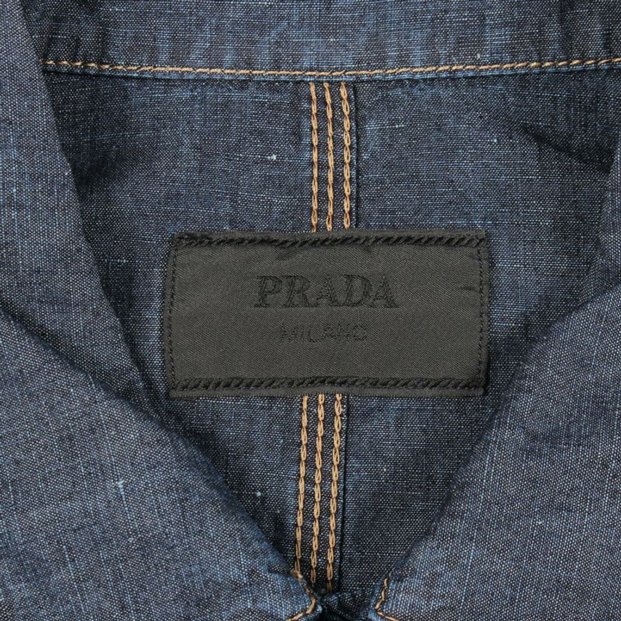 PRADA 淺藍色牛仔短夾克 GEB254 純棉海軍藍 #XL 二手男款-2