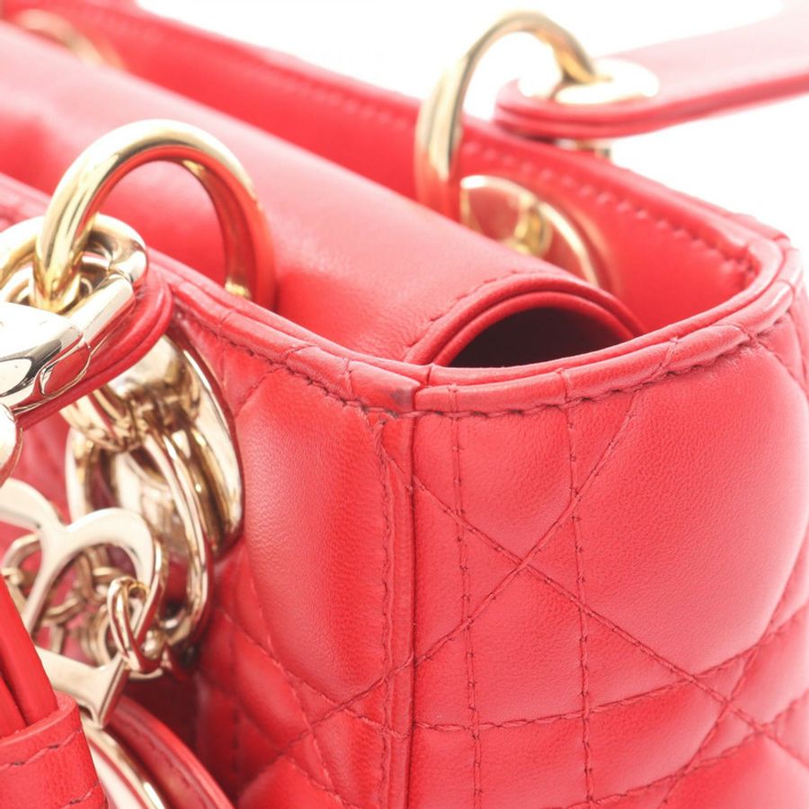 Christian Dior LADY DIOR MY ABCDIOR Cannage 肩背手提包,紅色皮革-9