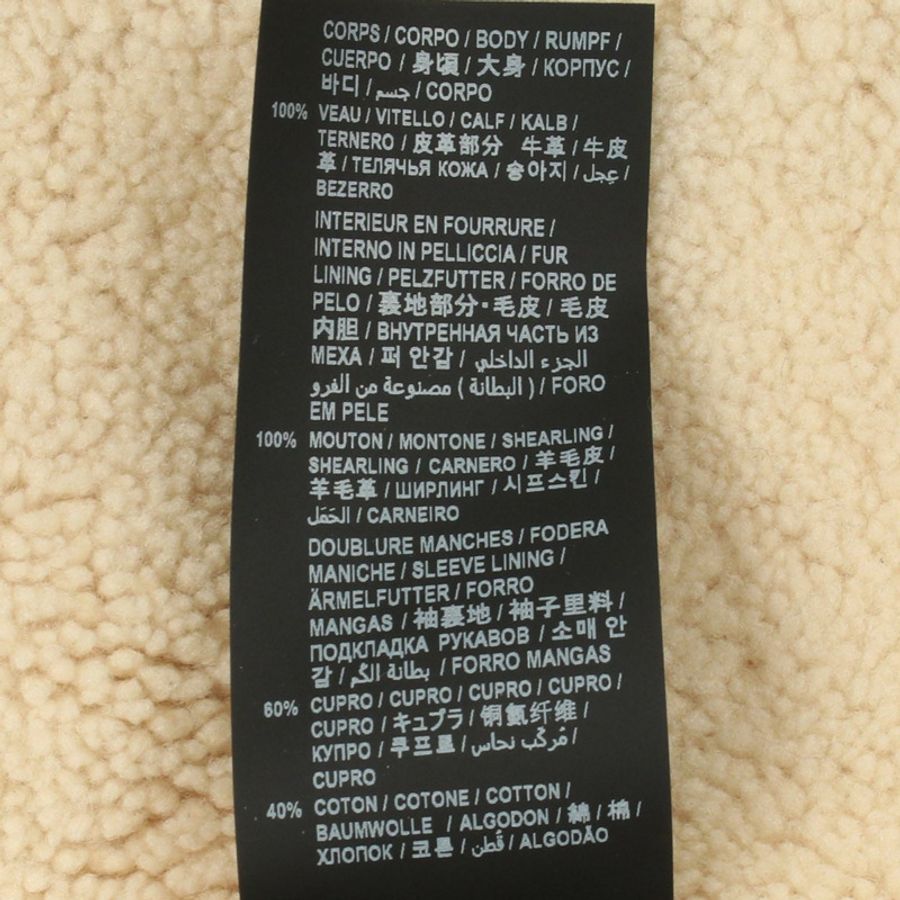 聖羅蘭巴黎羊毛皮和羊絨短夾克,配上羽毛圍巾襯裡,其他款式 630325 皮革 羊絨 黑白 U-4