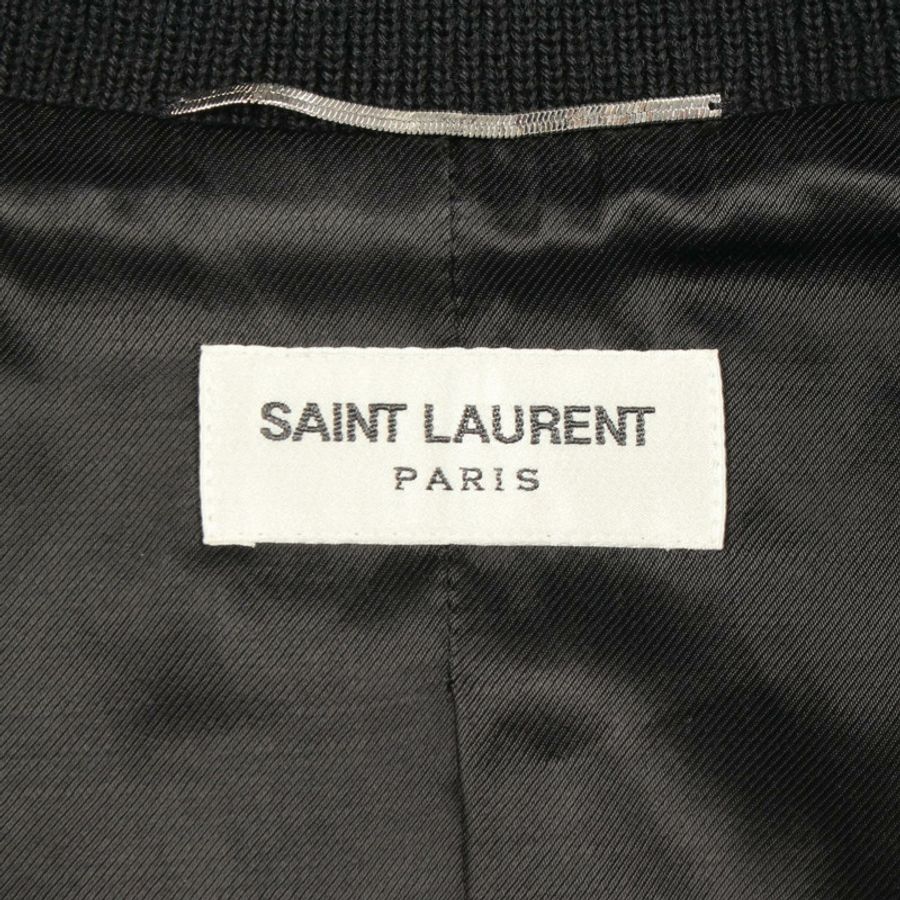 SAINT LAURENT PARIS Teddy Varsity Jacket Blouson 354718 羊毛 海軍藍 黑色 二手 #50-2