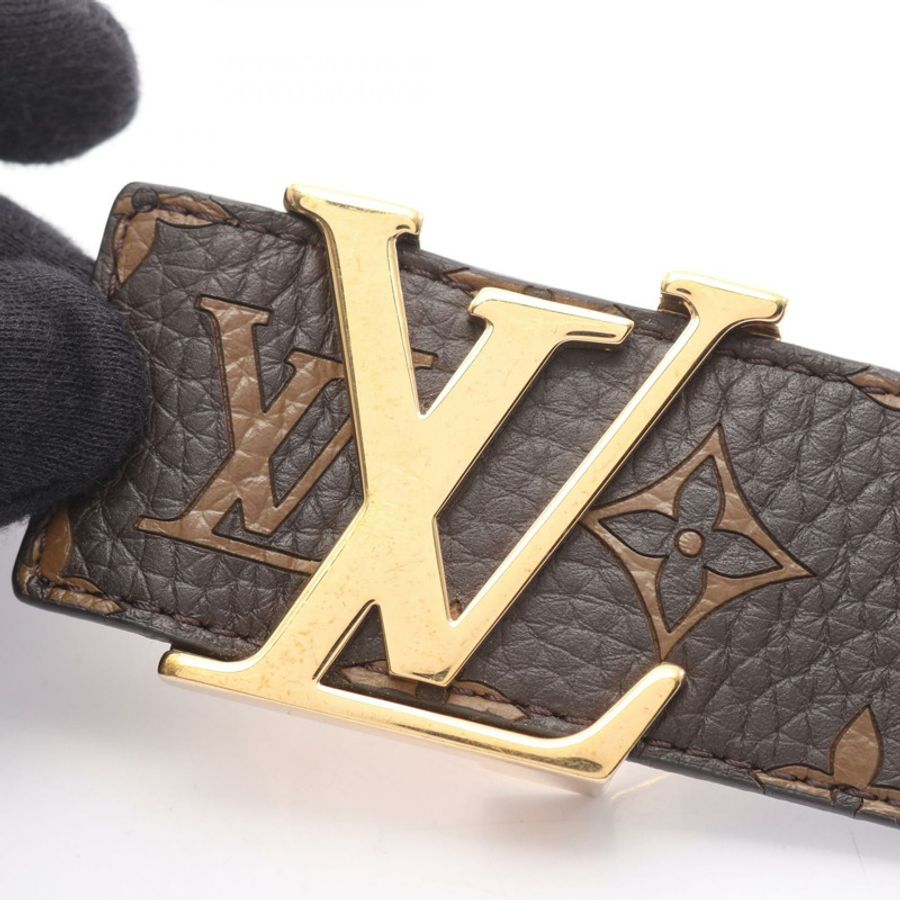 路易威登 Supreme Ceinture LV Initials Belt MP016 金色五金皮革二手-1