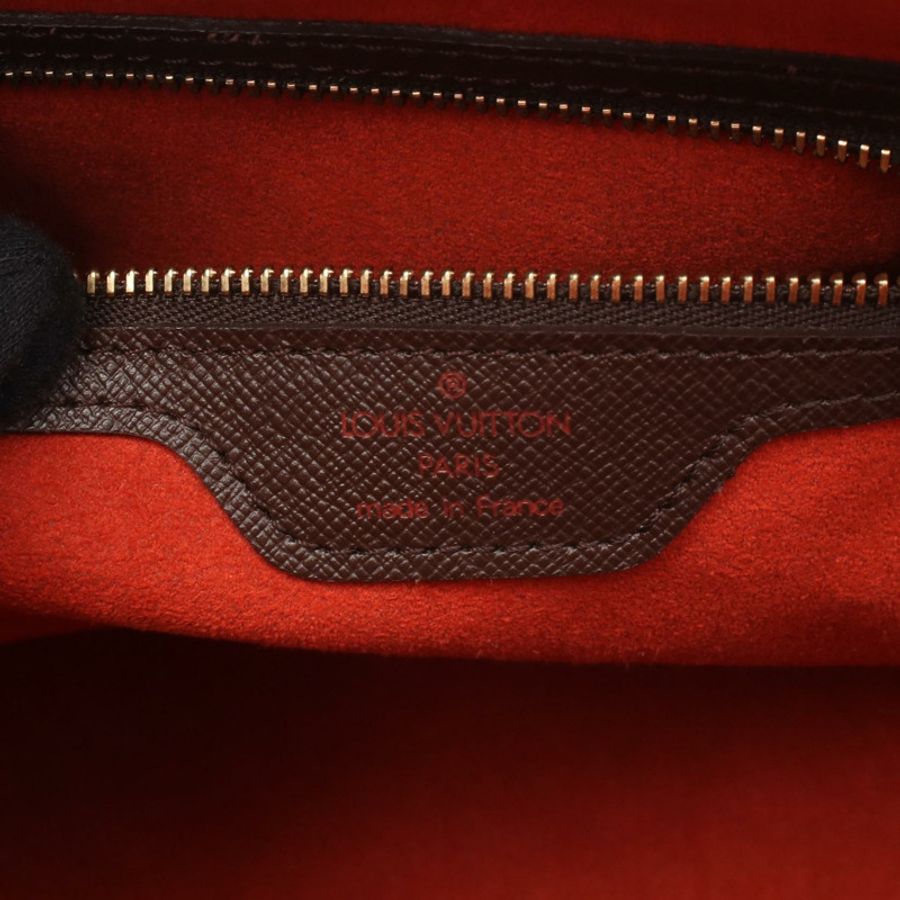 LOUIS VUITTON Triana 拉鍊手提包 N51155 Damier Ebene 帆布皮革 二手 LV-3