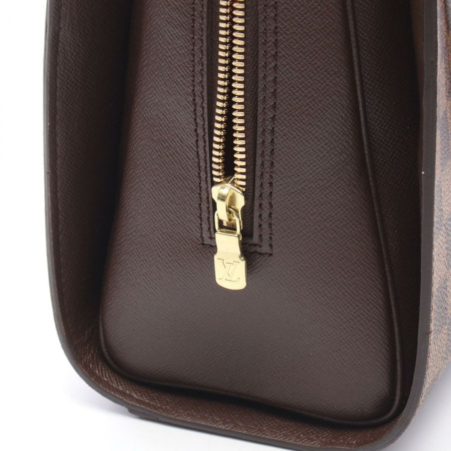 LOUIS VUITTON Triana 拉鍊手提包 N51155 Damier Ebene 帆布皮革 二手 LV-5