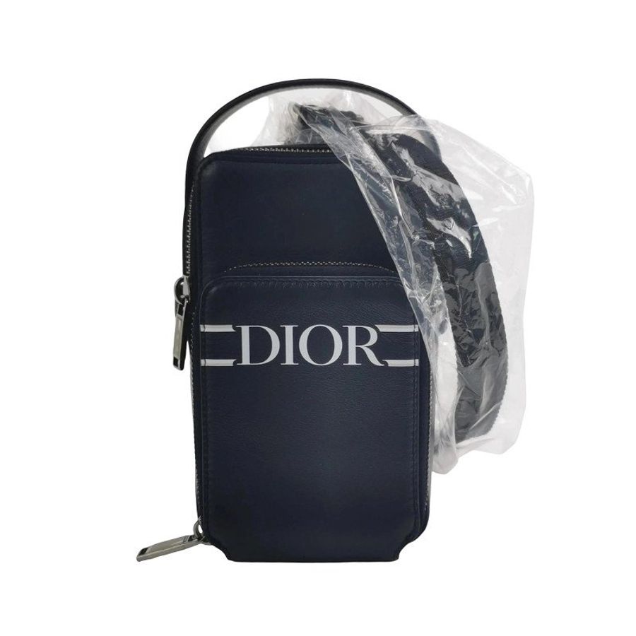 Dior 牛皮拼色字母Logo拉鍊斜背包-0