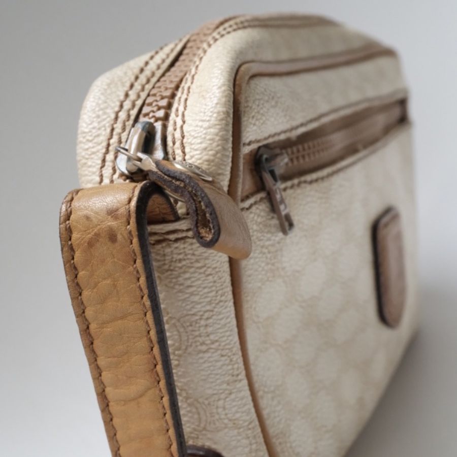 Celine Vintage 1980s經典米色老花凱旋門盾牌雙層手拿包 / 化妝包-3