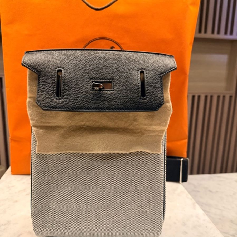 HERMÈS Hac a Dos PM 全新 愛馬仕 後背包 Toile H 帆布 Togo皮革 專櫃購入-5