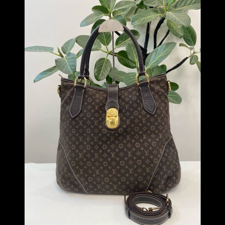 Louis Vuitton elegie 中古咖色丹寧牛仔托特包 有肩帶-1