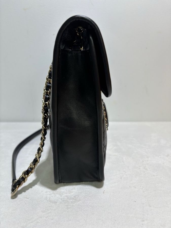 香奈兒/Chanel 黑金橫版徽章斜挎包 手提包-4