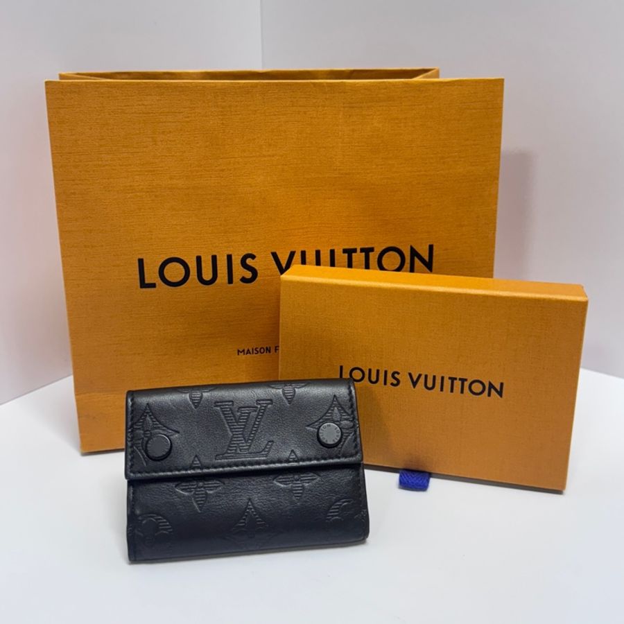 (全新品🎁) LV Shadow 晶片款 全黑牛皮短夾 專櫃2.6萬-2