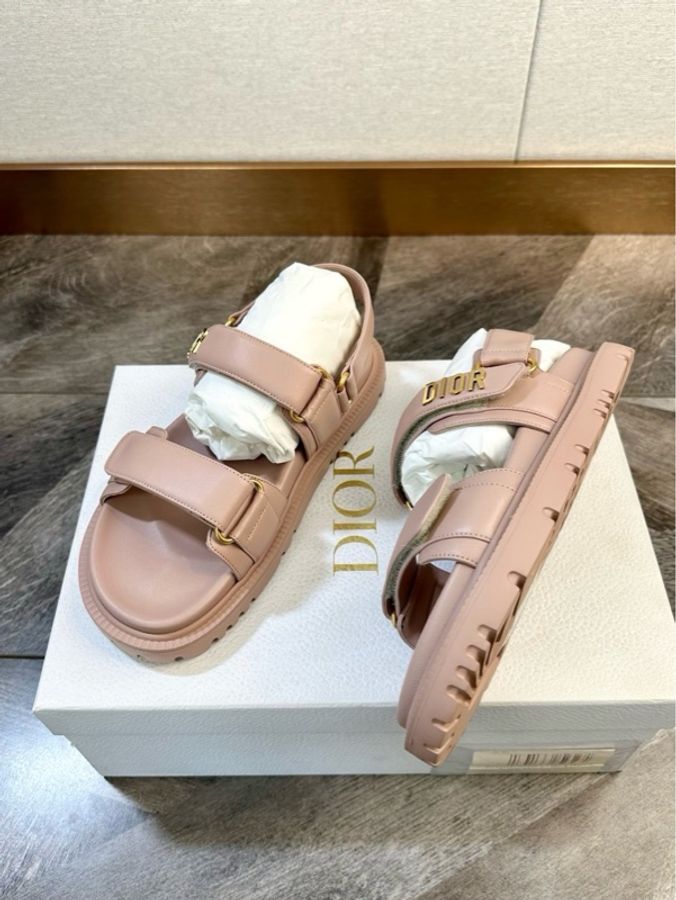 Dior 迪奧 Act皮革 爆款魔術貼雙搭扣金字母logo 涼鞋 沙灘鞋 37码-3