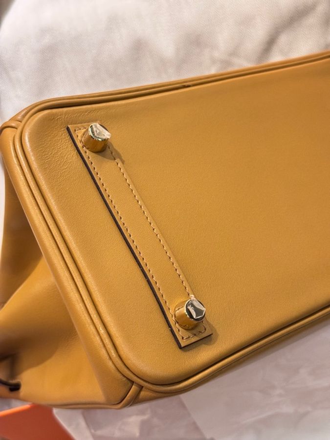 Hermes 爱马仕 鉑金包BK 25birki25芝麻色1E swift皮金扣-3