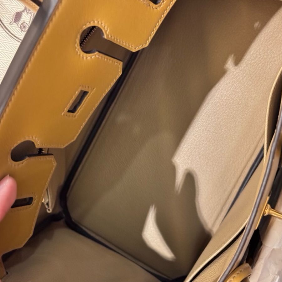 Hermes 爱马仕 鉑金包BK 25birki25芝麻色1E swift皮金扣-13