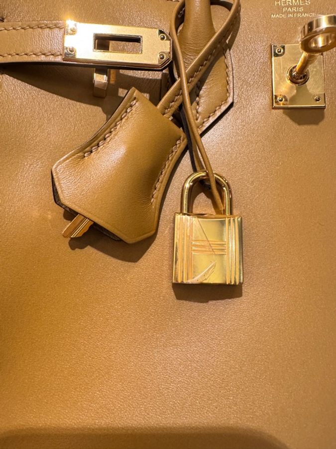 Hermes 爱马仕 鉑金包BK 25birki25芝麻色1E swift皮金扣-15