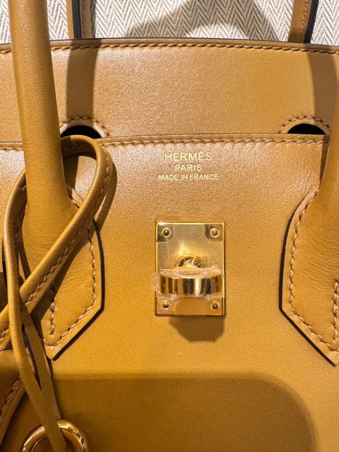 Hermes 爱马仕 鉑金包BK 25birki25芝麻色1E swift皮金扣-16
