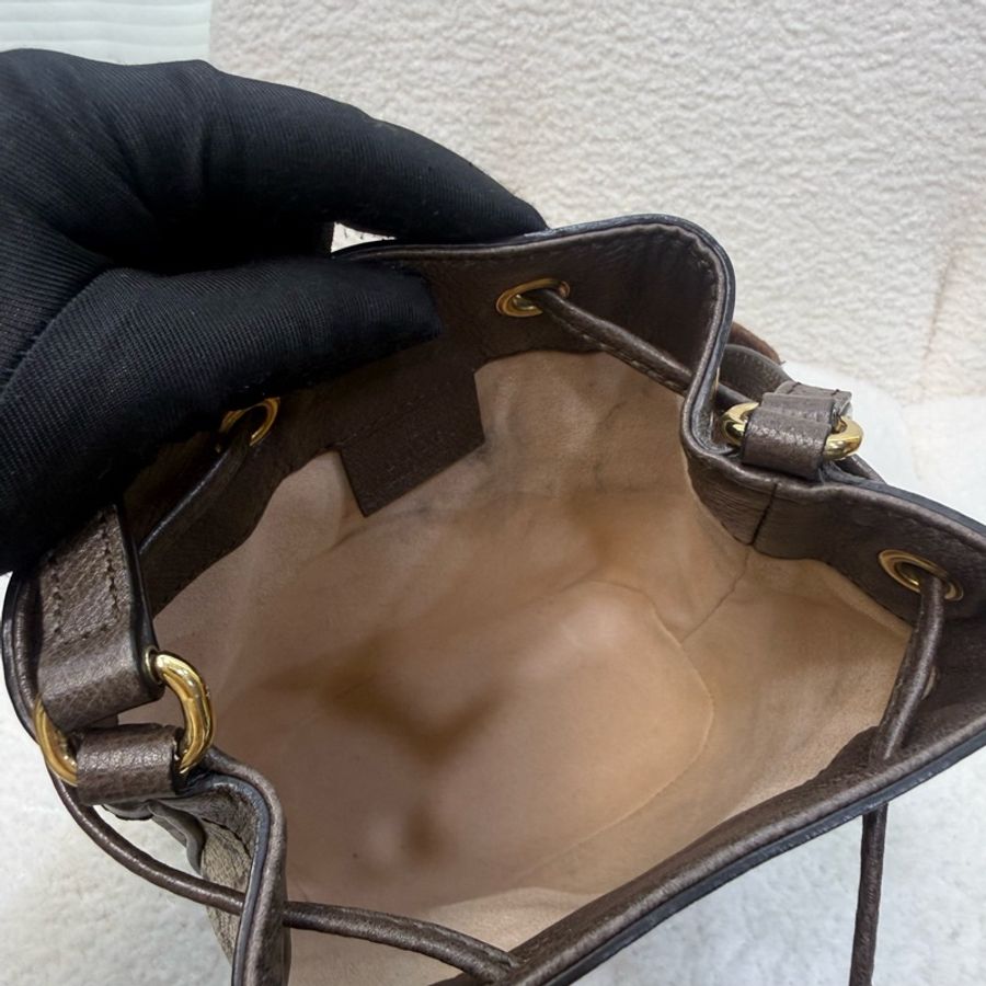 Gucci原花棕ophida小牛皮mini水桶包-14