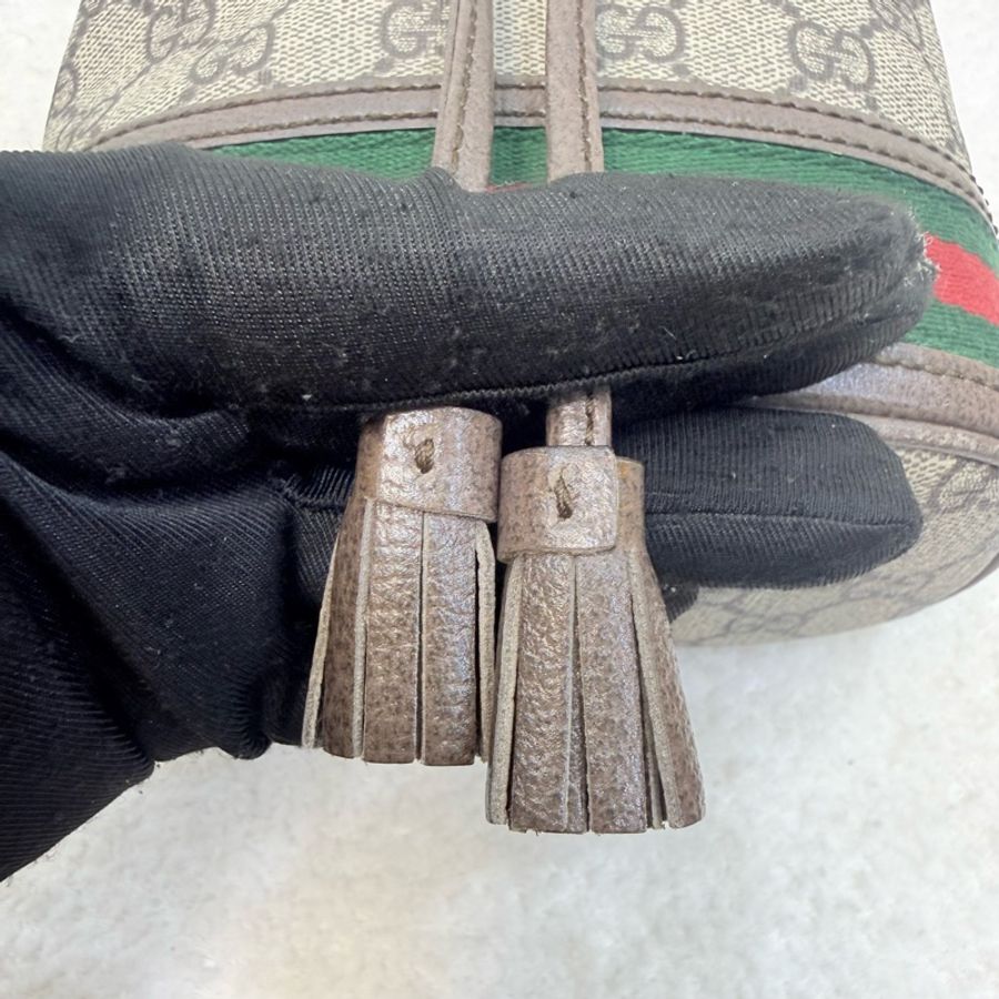 Gucci原花棕ophida小牛皮mini水桶包-16