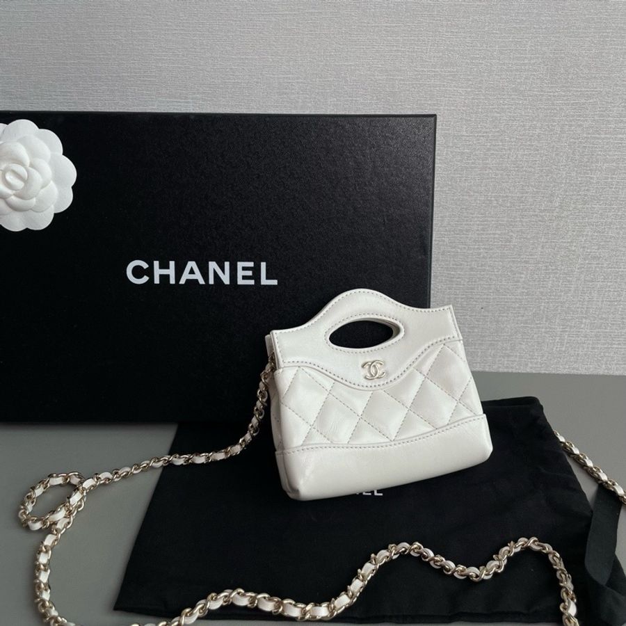 💎Chanel香奈兒|31bag nano 白色金扣單肩斜挎包|99新 芯片款-2