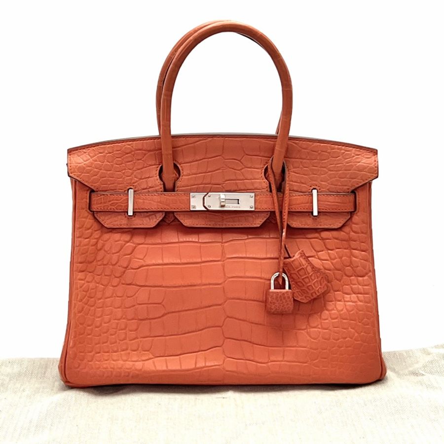 HERMES 薑餅色Birkin30霧面鱷魚皮手提包 30*20*15 98新配件塵袋 鎖鑰匙-1