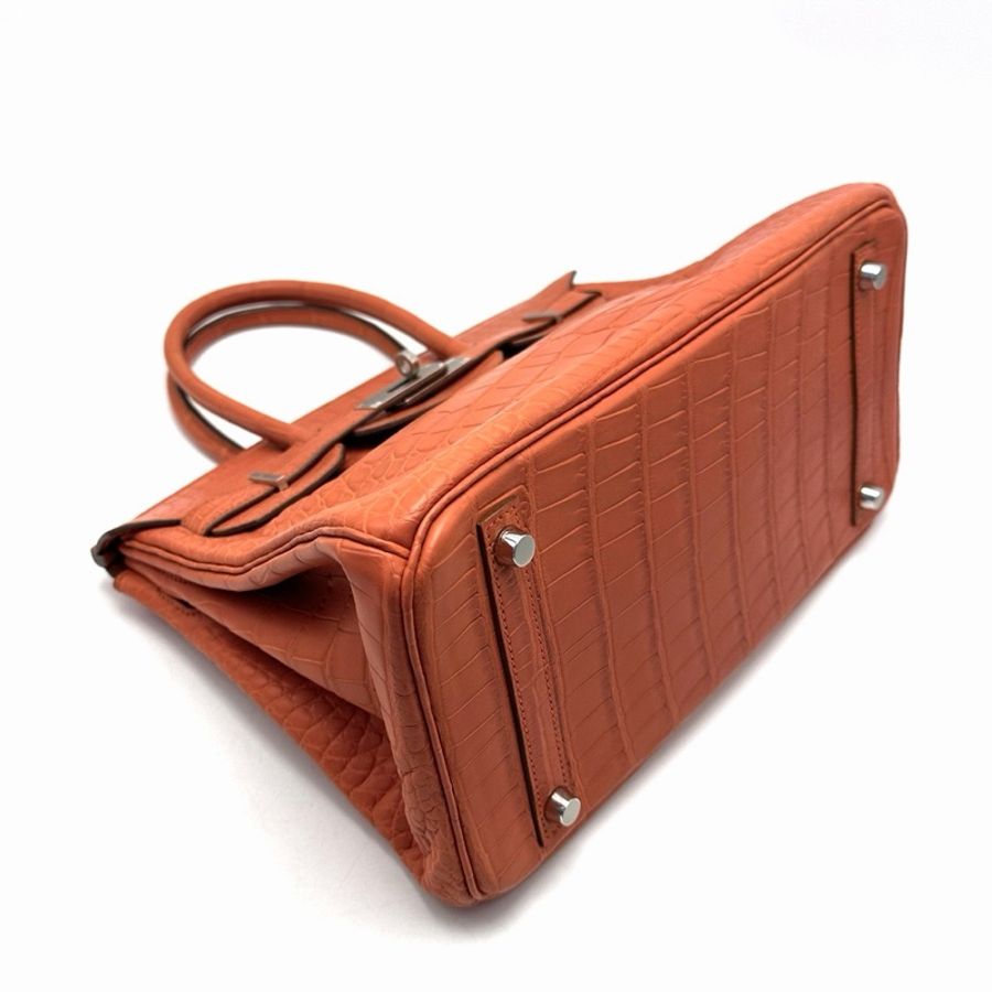 HERMES 薑餅色Birkin30霧面鱷魚皮手提包 30*20*15 98新配件塵袋 鎖鑰匙-2