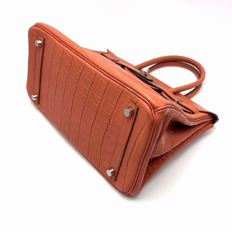 HERMES 薑餅色Birkin30霧面鱷魚皮手提包 30*20*15 98新配件塵袋 鎖鑰匙-3