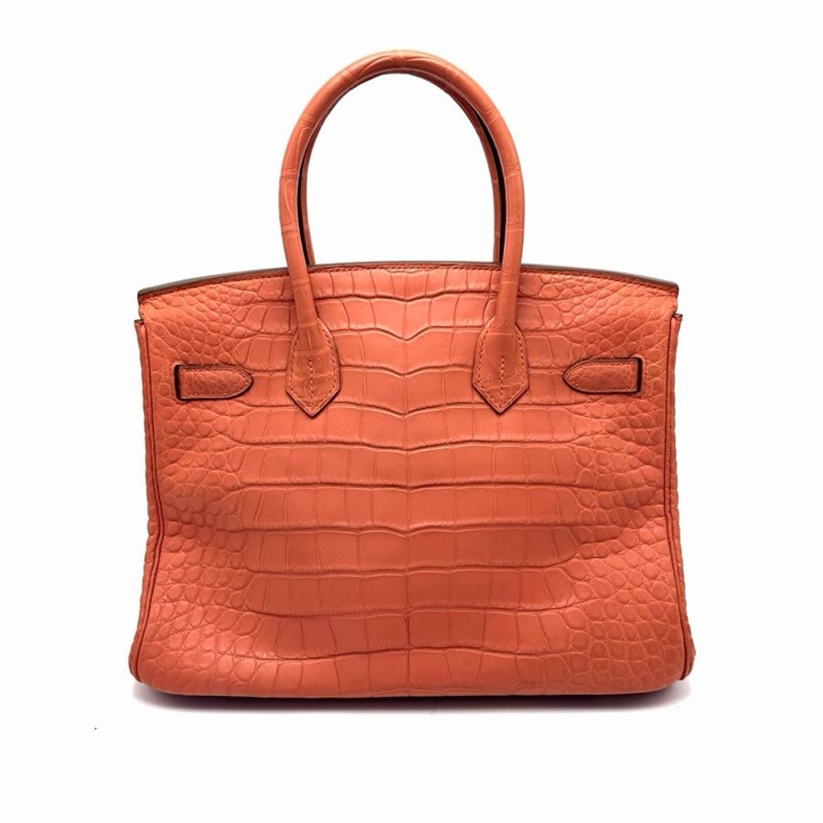 HERMES 薑餅色Birkin30霧面鱷魚皮手提包 30*20*15 98新配件塵袋 鎖鑰匙-6
