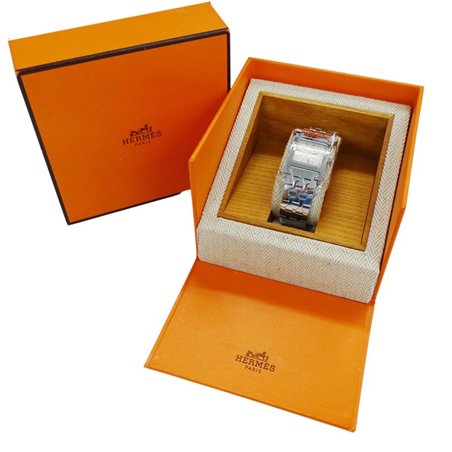 愛馬仕 (Hermes) 女士腕錶,H-Watch 品牌,石英機芯,不銹鋼 (SS),型號 HH1.210,銀色/象牙色-7