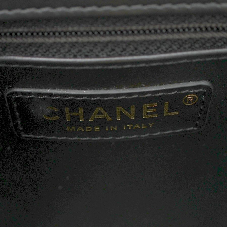 黑色 菱格紋 漆皮 化妝包 肩背包 金釦【CHANEL 香奈兒】-3