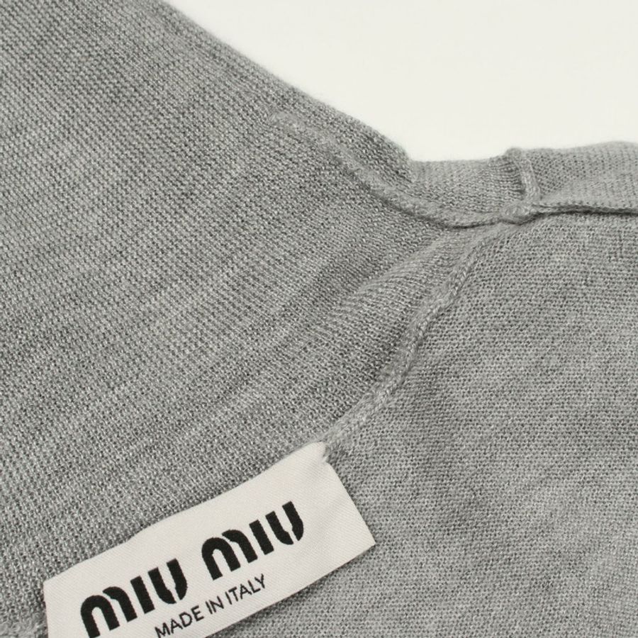 Miu Miu logo 高領針織衫 #36 MMR424 羊絨絲灰色 二手-3